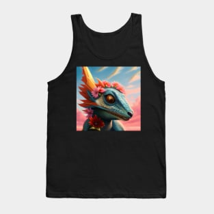 Baby Blue Dragon with Flowers and Sunset Tank Top